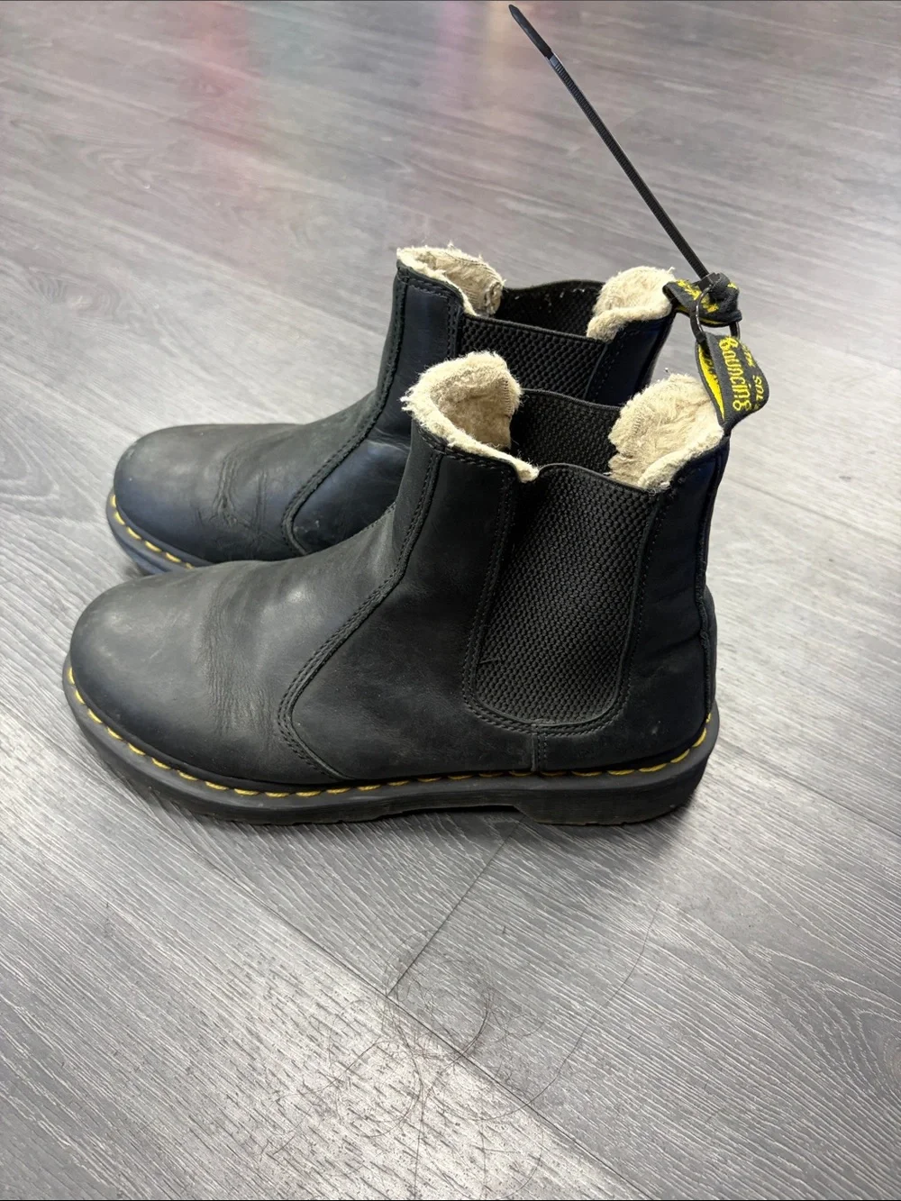 Dr. Martens Black Leather Fleece-Lined Chukka Boots